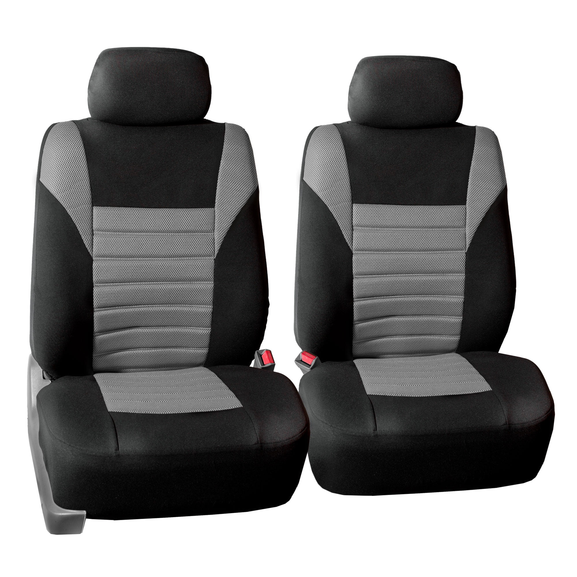 FH Group Car Seat Covers Front Set Premium Gray 3D Air Mesh Low Back