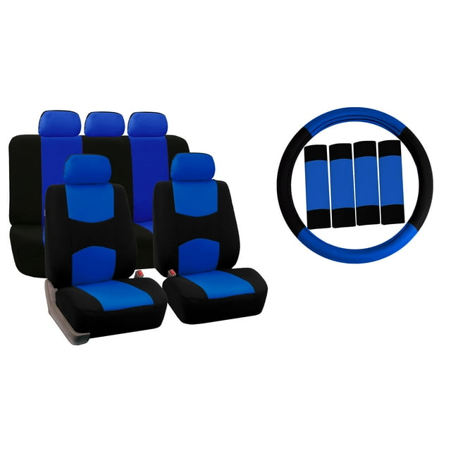 FH Group Car Seat Covers Full Set Cloth Universal Fit, Automotive