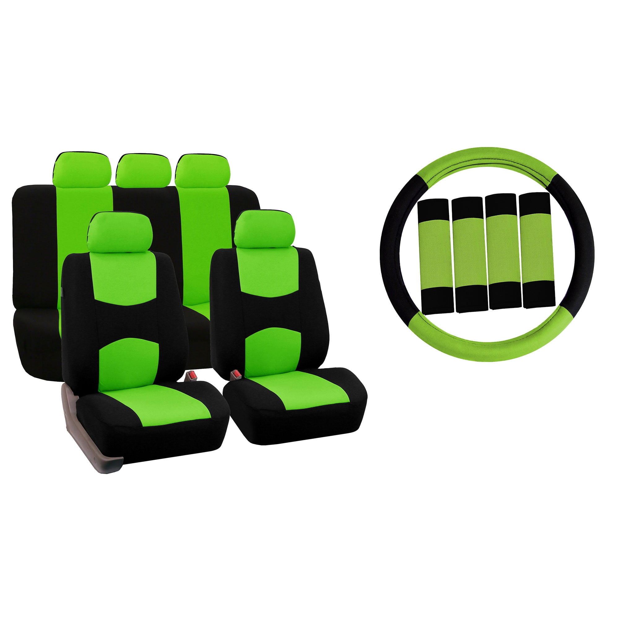 FH Group Car Seat Covers Full Set Cloth Universal Fit, Automotive