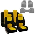thumbnail image 1 of FH Group Universal Fit Yellow Cloth Car Seat Covers for SUV, Van Truck Auto - Solid Bench with Gray Floor Mats, 1 of 9
