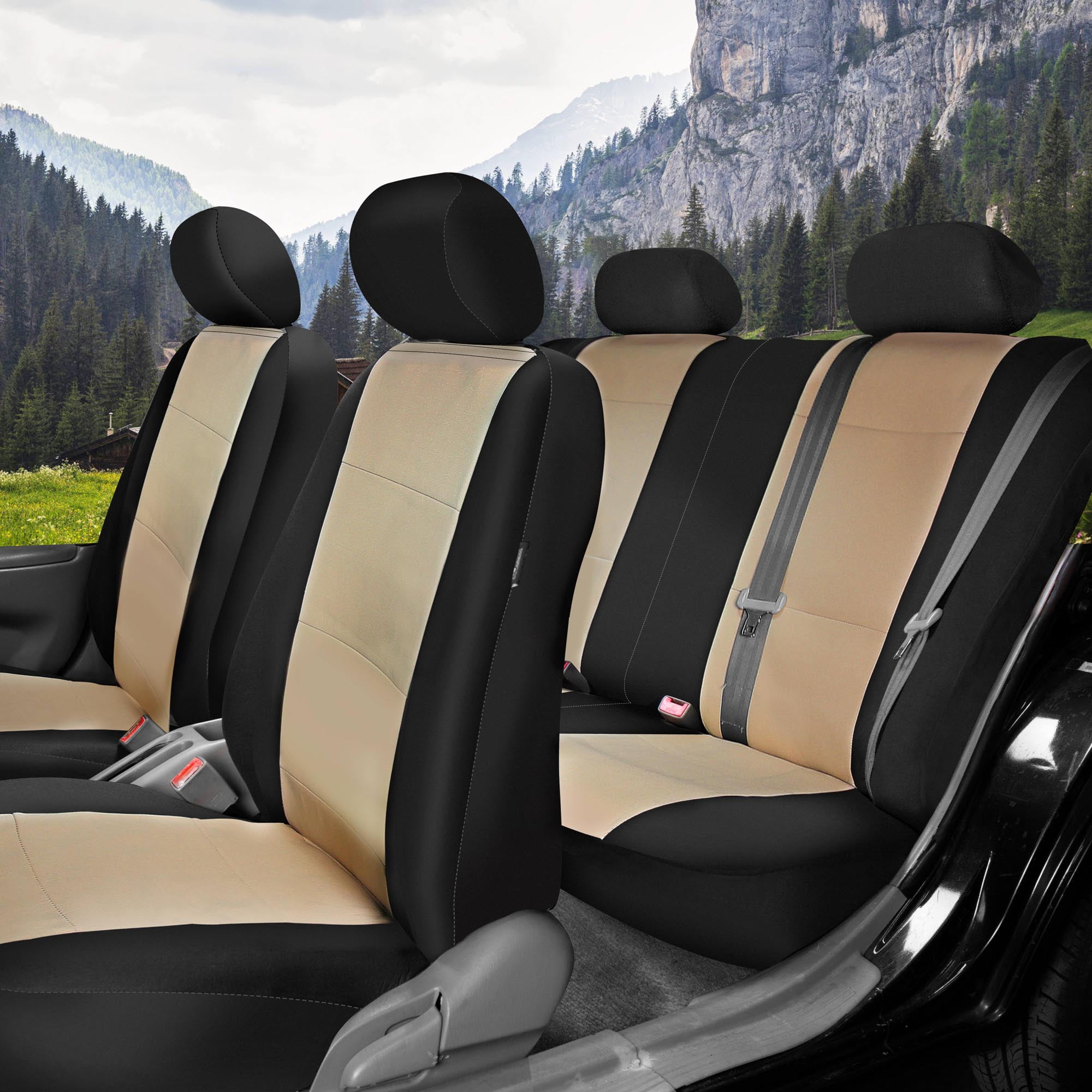 FH Group Car Seat Covers Full Set Neoprene Universal Fit, Automotive