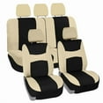 thumbnail image 1 of FH Group Car Seat Covers Light & Breezy Flat Cloth, Full Set w/ Carpet Floor Mats With Colored Trim, 1 of 7