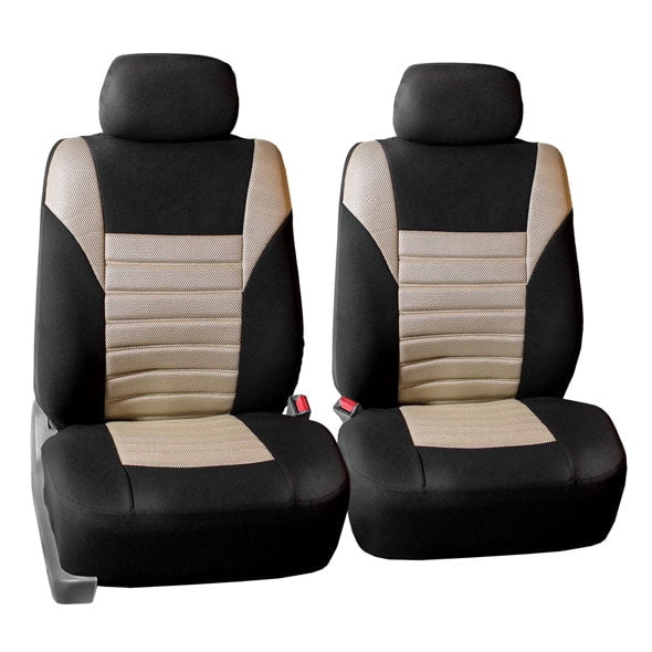 FH Group Car Seat Covers Premium 3D Air Mesh w/ Removable Headrest, Universal Fit Airbag Compatible for SUV, Sedan, Van Beige - Front Set