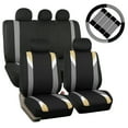 thumbnail image 1 of FH Group Car Seat Covers Premium Modernistic for Sedan, SUV, Van, Full Set w/ Steering Cover & Belt Pads, Beige Black, 1 of 5