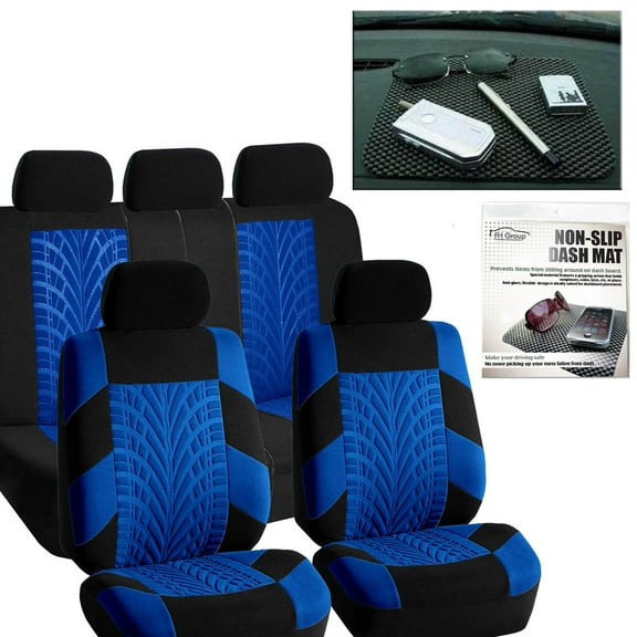FH Group Car Seat Covers Premium Set Blue Free Gift Dash Grip Pad