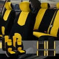 thumbnail image 1 of FH Group Car Seat Covers Set for Auto 4 Headrests Black Yellow with Carpet Floor Mat, 1 of 5