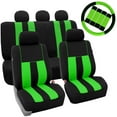 thumbnail image 1 of FH Group Car Seat Covers Striking Striped for Sedan, SUV, Van, Full Set w/ Steering Cover & Belt Pads, Green Black, 1 of 10