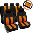 thumbnail image 1 of FH Group Car Seat Covers Striking Striped for Sedan, SUV, Van, Full Set w/ Steering Cover & Belt Pads, Orange Black, 1 of 10