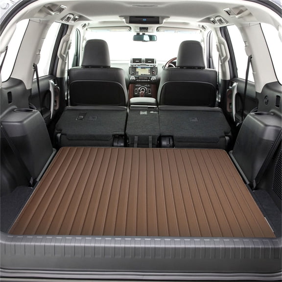 FH Group, Cargo Liner 46" For Truck SUV Faux Leather Heavy Duty Stripe Design Brown