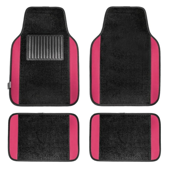 FH Group Carpet Floor Mats for Car, SUV, Van Universal Fit w/ Free Gift - Full Set F14407Pink