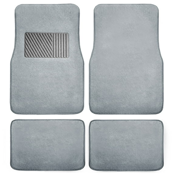 FH Group Carpet Floor Mats with Heel Pad For Auto Sedan SUV Van, Full Set, Gray
