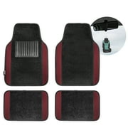 FH Group Carpet Non Slip Burgundy Car Floor Mats, Universal Fit 4pc Full Set with Air Freshener