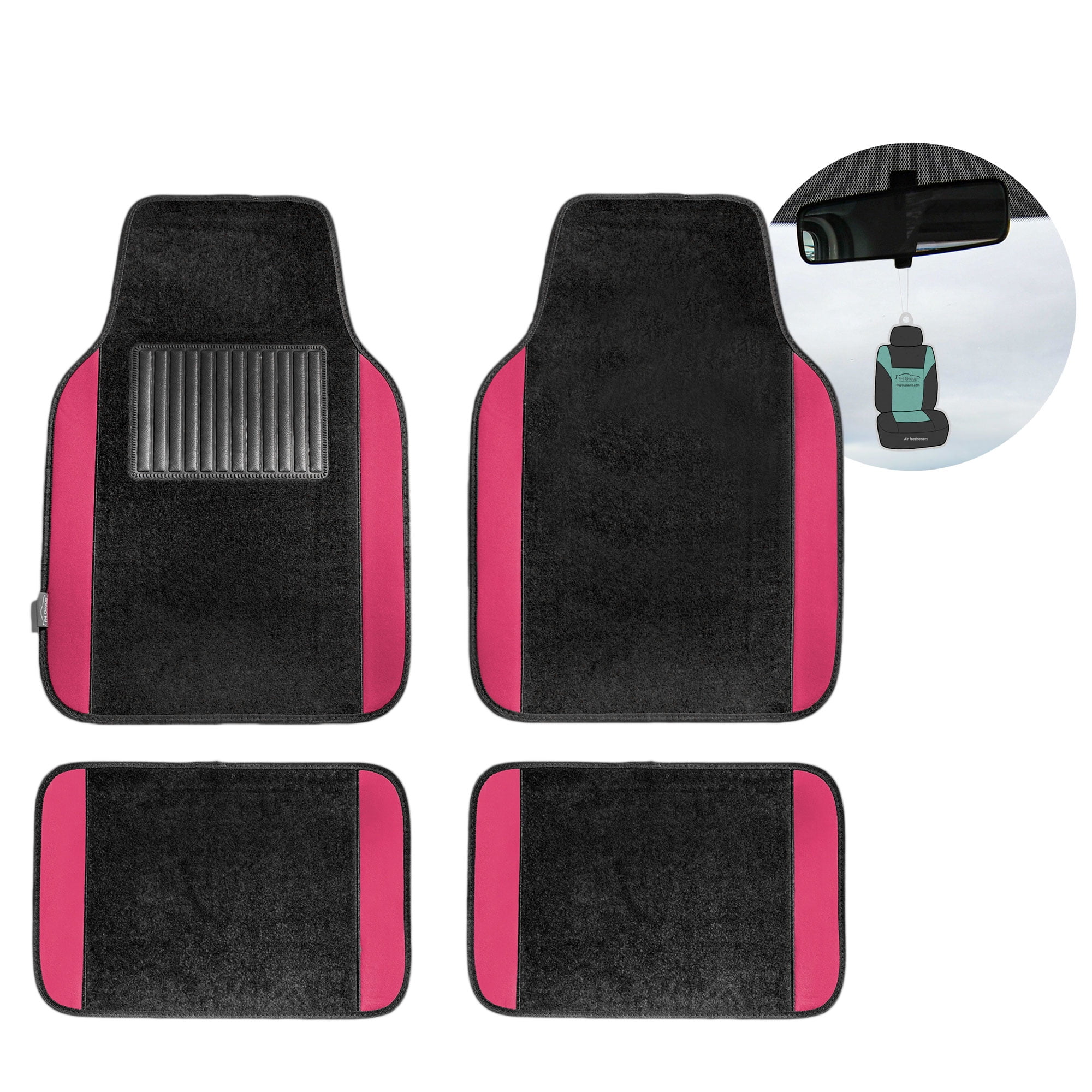 FH Group Carpet Non Slip Pink Car Floor Mats Universal Fit 4pc