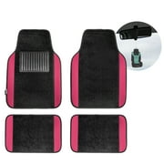 FH Group Carpet Non Slip Pink Car Floor Mats, Universal Fit 4pc Full Set with Air Freshener