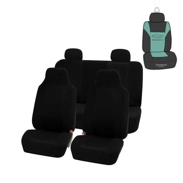 FH Group Classic Cloth Car Seat Cover, Universal Black Full Set Seat