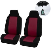 FH Group Classic Cloth Car Seat Cover, Universal Burgundy Front Set Seat Cover with Air Freshener