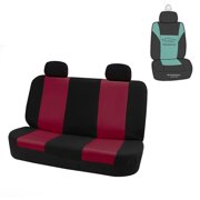 FH Group Classic Cloth Car Seat Cover, Universal Burgundy Rear Set Seat Covers with Air Freshener