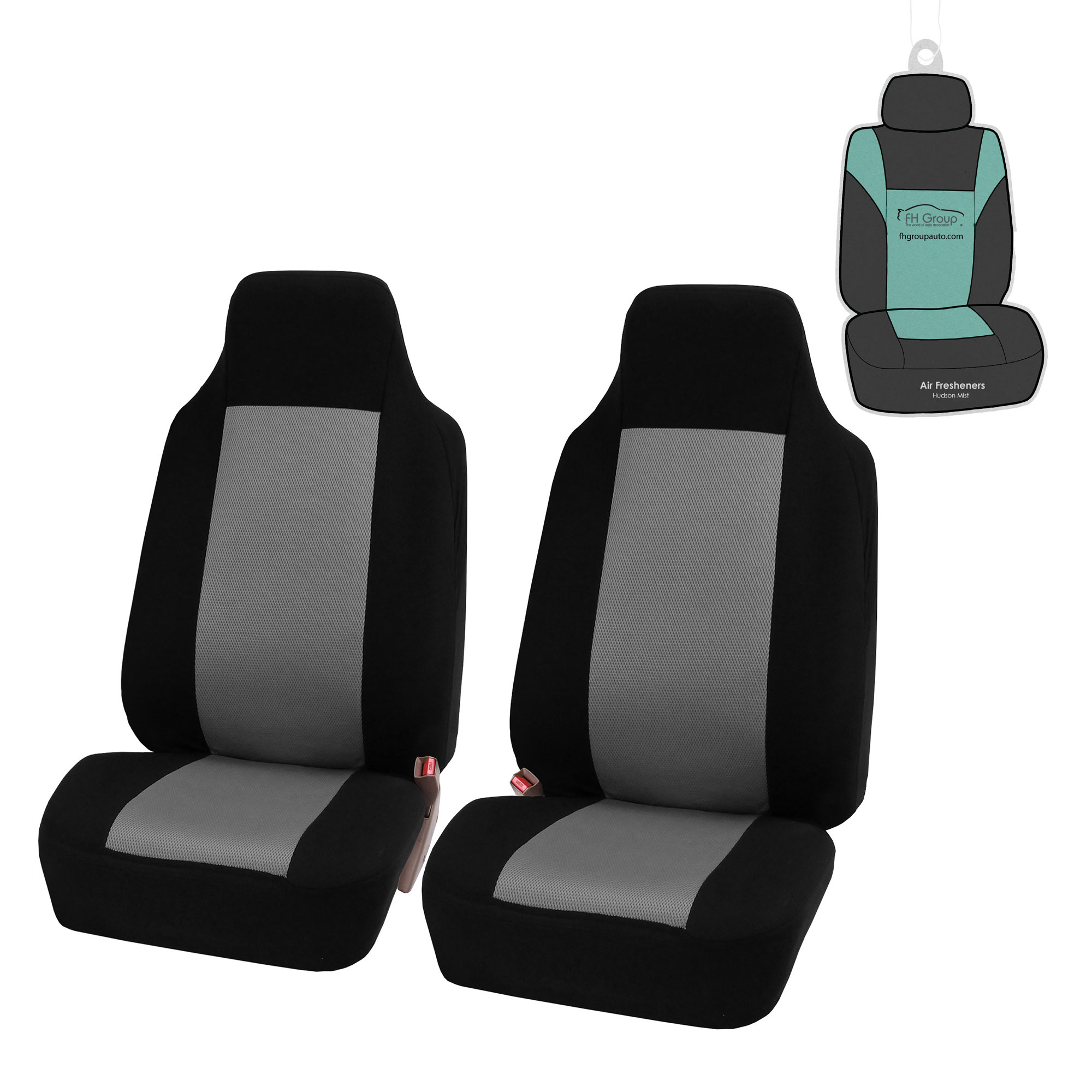 FH Group Classic Cloth Car Seat Cover, Universal Gray Front Set Seat Cover with Air Freshener - image 1 of 6