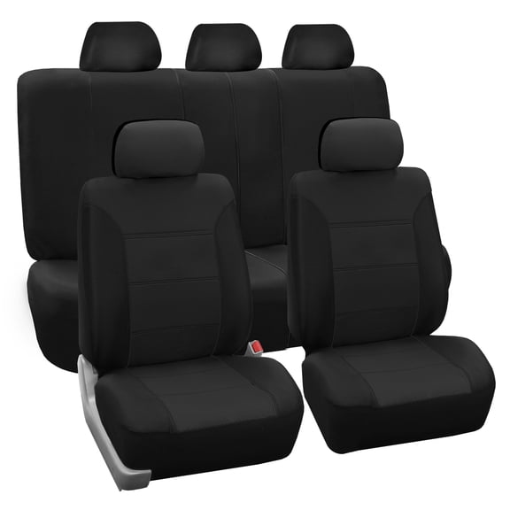 FH Group Black Classic Khaki Seat Covers, Side Airbag Compatible, Full Set, with Split Bench Function