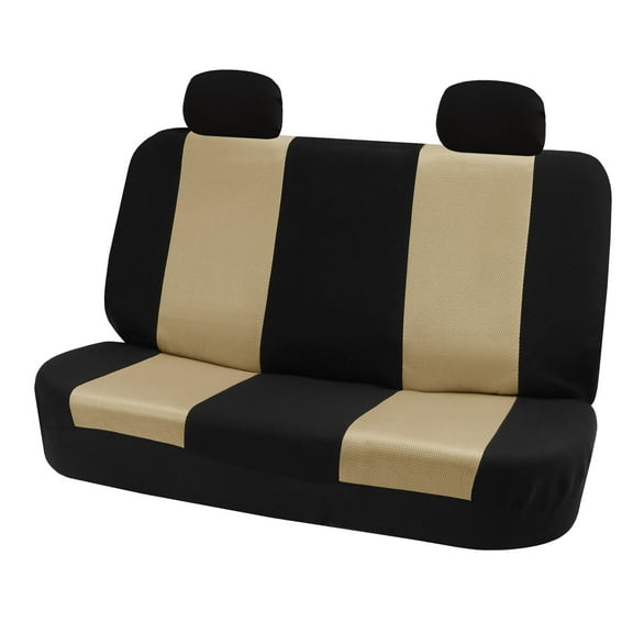 FH Group Classic Two Tone Universal Fit Cloth Seat Cover For Car Truck SUV Van - Rear Bench Beige FB102012BEIGE