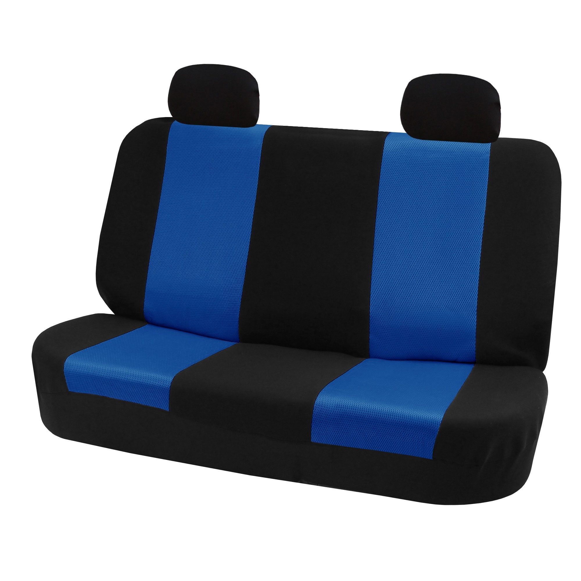 FH Group Classic Two Tone Universal Fit Cloth Seat Cover For Car Truck SUV Van - Rear Bench Blue FB102012BLUE