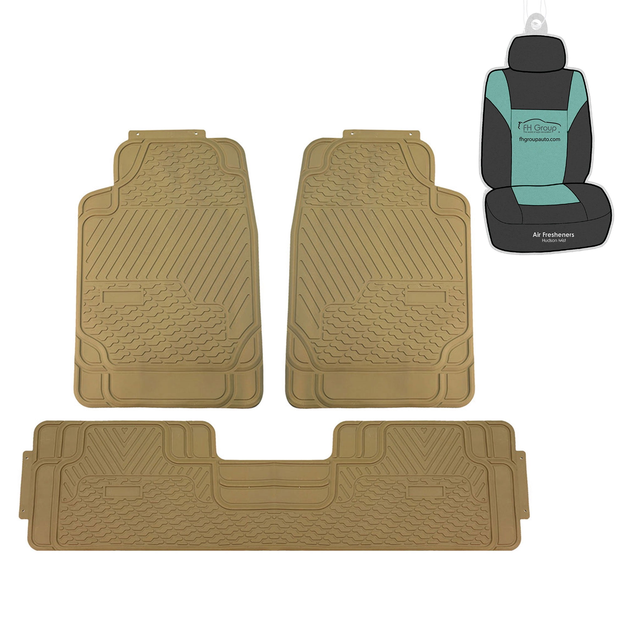 FH Group Climaproof 3pc Universal Rubber Beige Car Floor Mats with Air