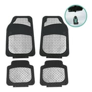 FH Group Climaproof Rubber Car Floor Mat, Universal 4pc Silver Floor Mats with Air Freshener