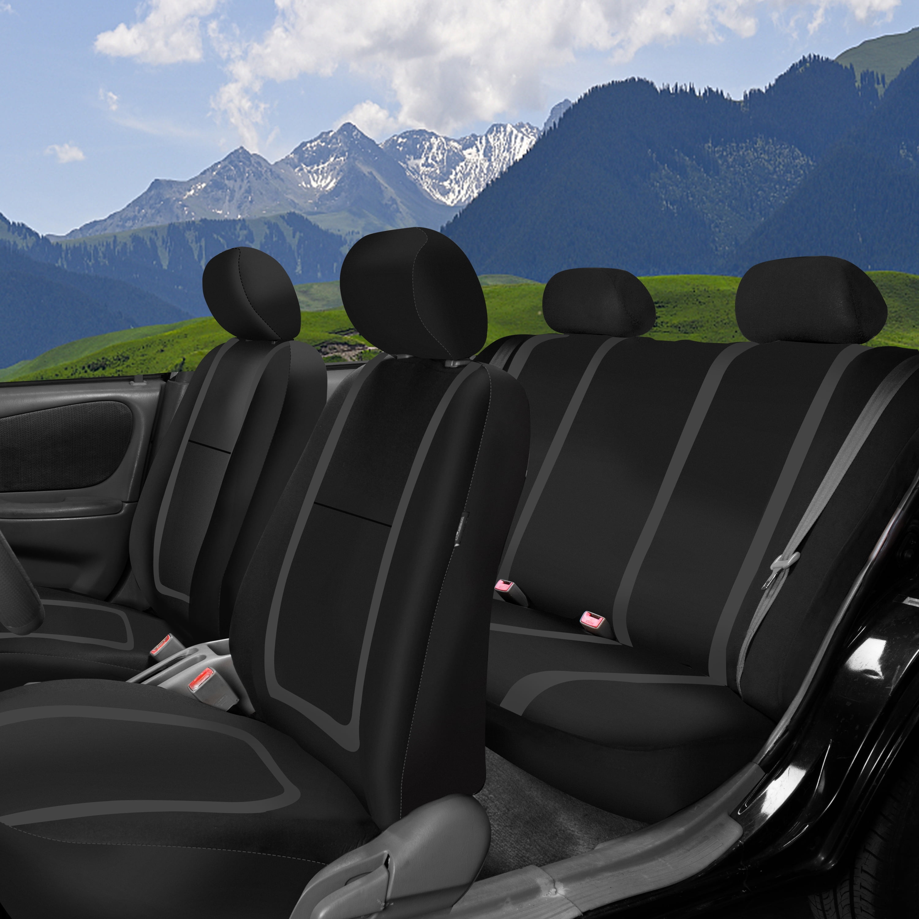 FH Group Cloth Car Seat Covers Universal Fit Automotive Seat Covers