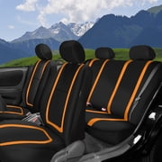 FH Group Cloth Car Seat Covers - Universal Fit Automotive Seat Covers, Solid Back Seat Cover - Full Set