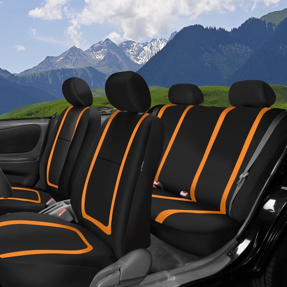 FH Group Cloth Car Seat Covers - Universal Fit Automotive Seat Covers, Solid Back Seat Cover - Full Set