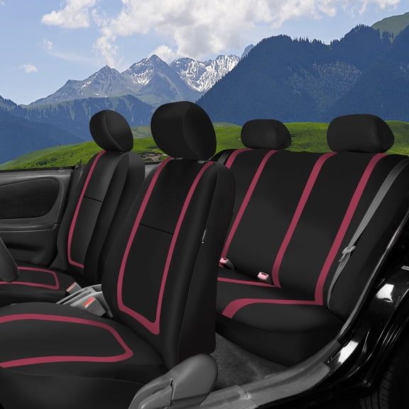FH Group Cloth Car Seat Covers - Universal Fit Automotive Seat Covers, Solid Back Seat Cover - Full Set