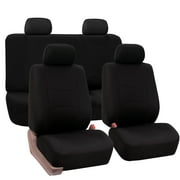 FH Group Cloth Car Seat Covers, Universal Fit Solid Back Seat Cover Full Set Black FB050114BLACK-ST
