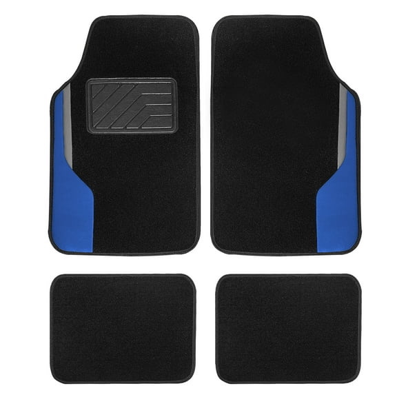 FH Group Color-Block Carpet Liners Non-Slip Car Floor Mats with Faux Leather Accents - Full Set
