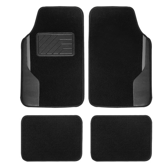 FH Group Color-Block Carpet Liners Non-Slip Car Floor Mats with Faux Leather Accents - Full Set