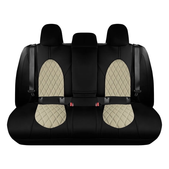 For 2018-2022 Toyota Camry FH Group Neoprene Custom Fit Waterproof Car Seat Covers - Rear Beige