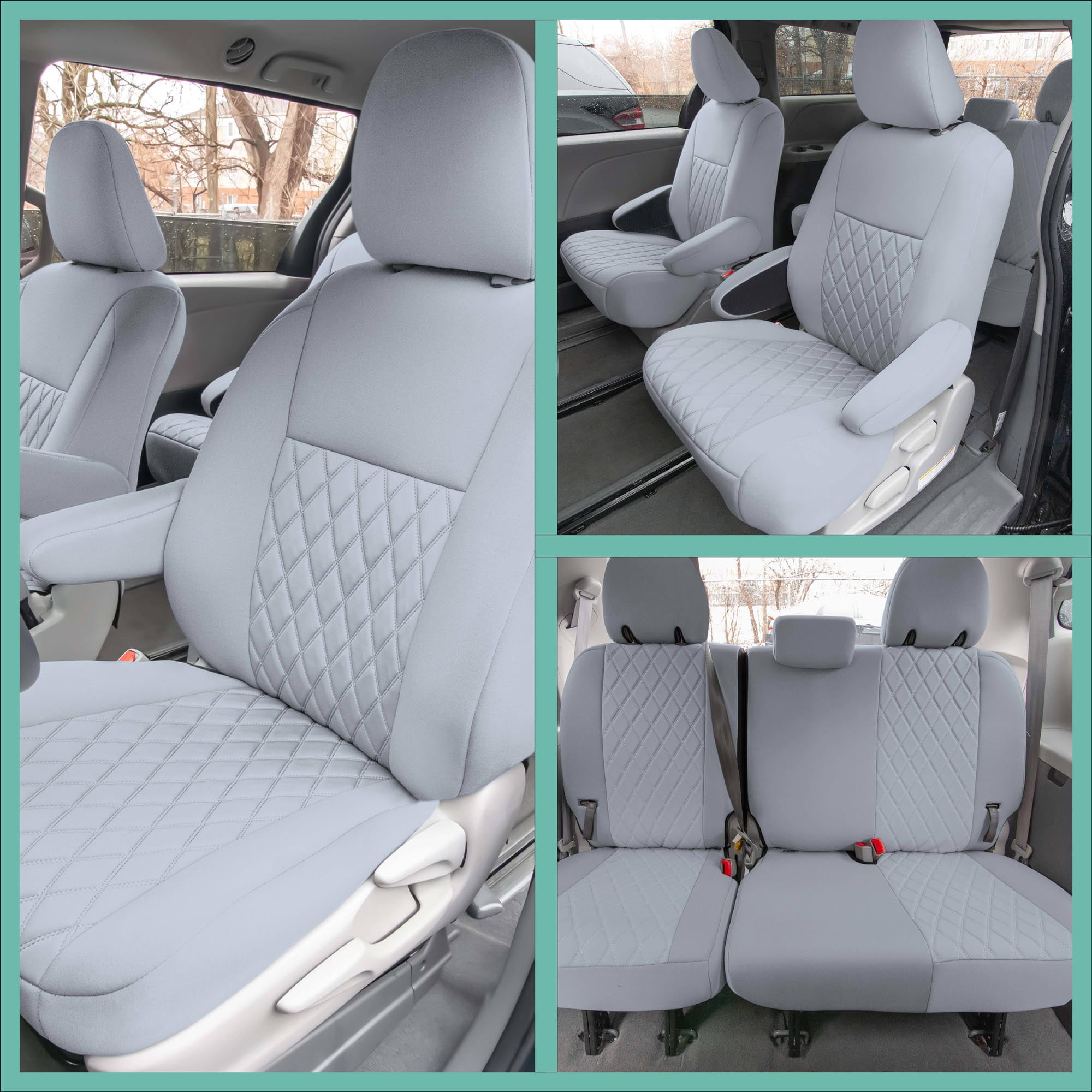 FH Group Custom Fit Car Seat Covers for Toyota Sienna 2011-2020, Car Seat  Cover Full Set, Automotive Seat Covers in COLOR Neoprene, Waterproof and  Washable Seat Covers Solid Gray