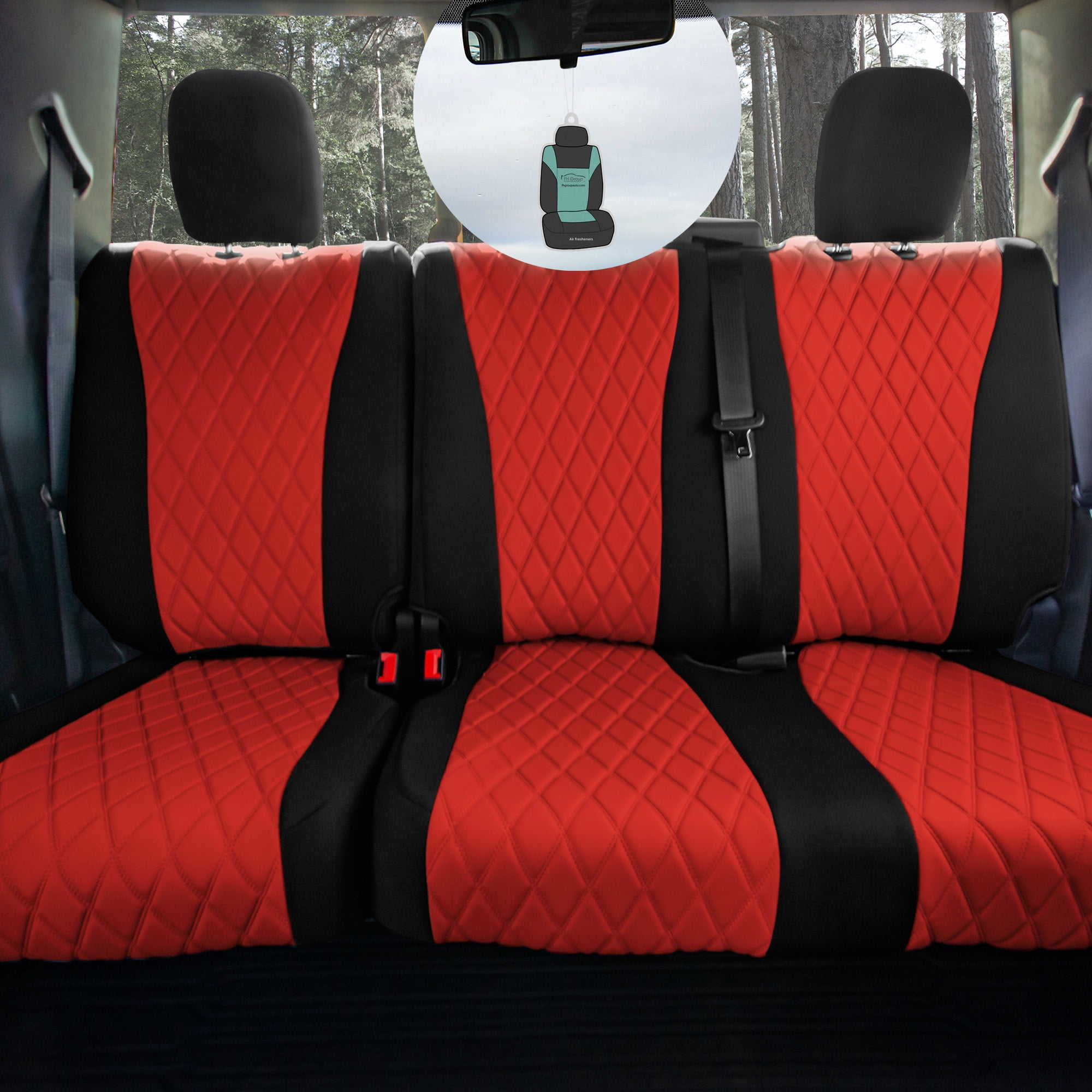 Neoprene Car Seat Covers Custom Fit for 2015-2022 Ford F-150 & 2017-2022 Ford F-250 F-350 Rear Set FH Group Color: Red