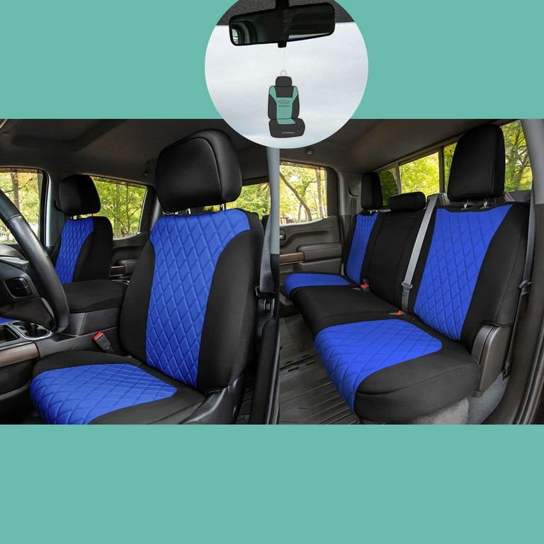 FH Group Custom Fit Neoprene Car Seat Cover for 2019-2023 Chevrolet  Silverado, Blue Full Set Seat Covers with Air Freshener