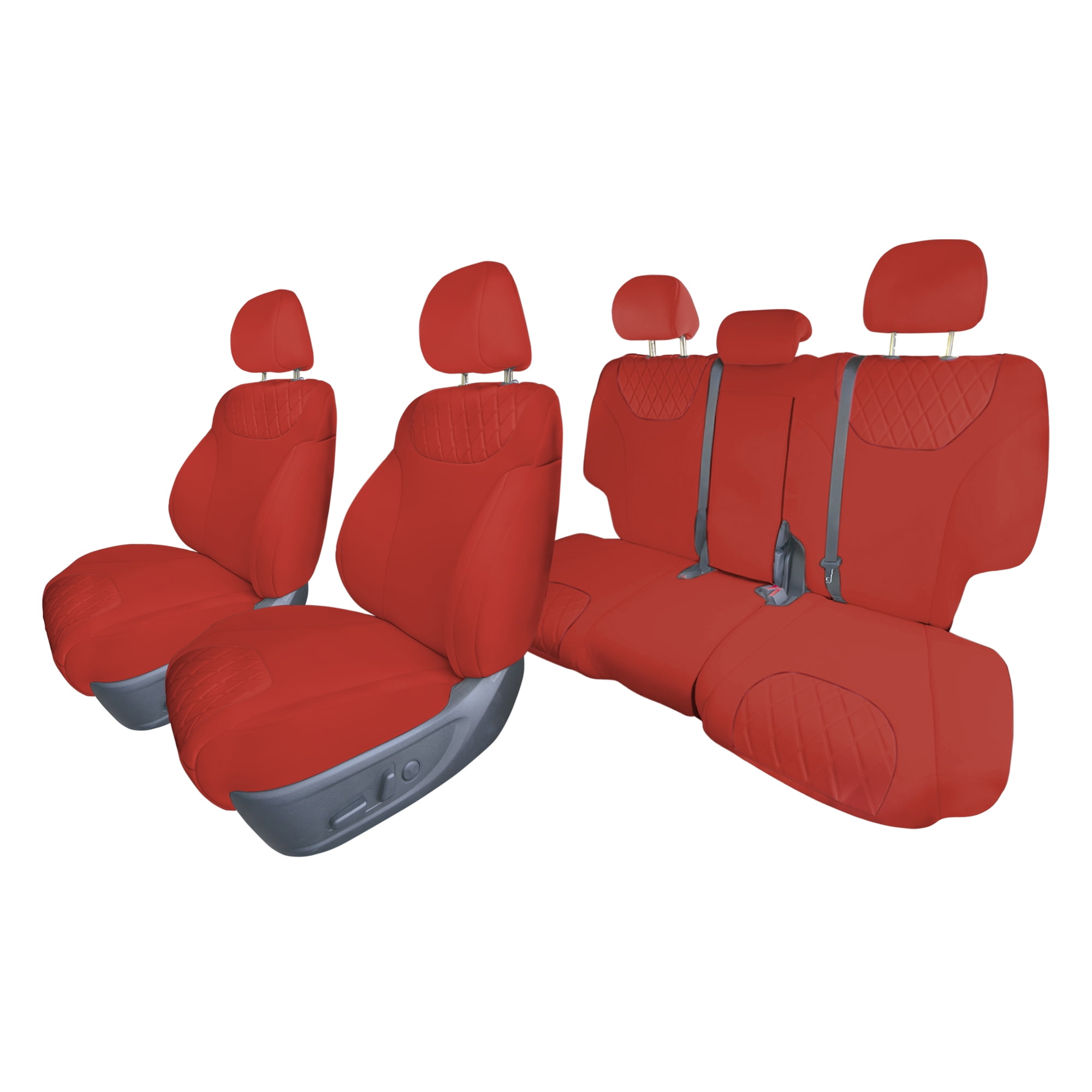 FH Group Custom Fit Neoprene Car Seat Cover for 2019 2023 Hyundai Santa Fe Rear Set Solid Red Front Set with Air Refresher