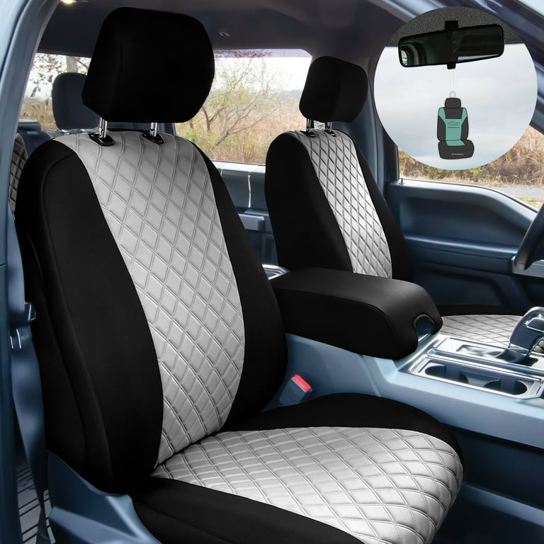 FH Group AFCM5013GRAYFRONT Gray Neoprene Custom Car Seat Cover for 2018 2023 Ford F 150 F 250 F 350 F 450 with Air Freshener Gray
