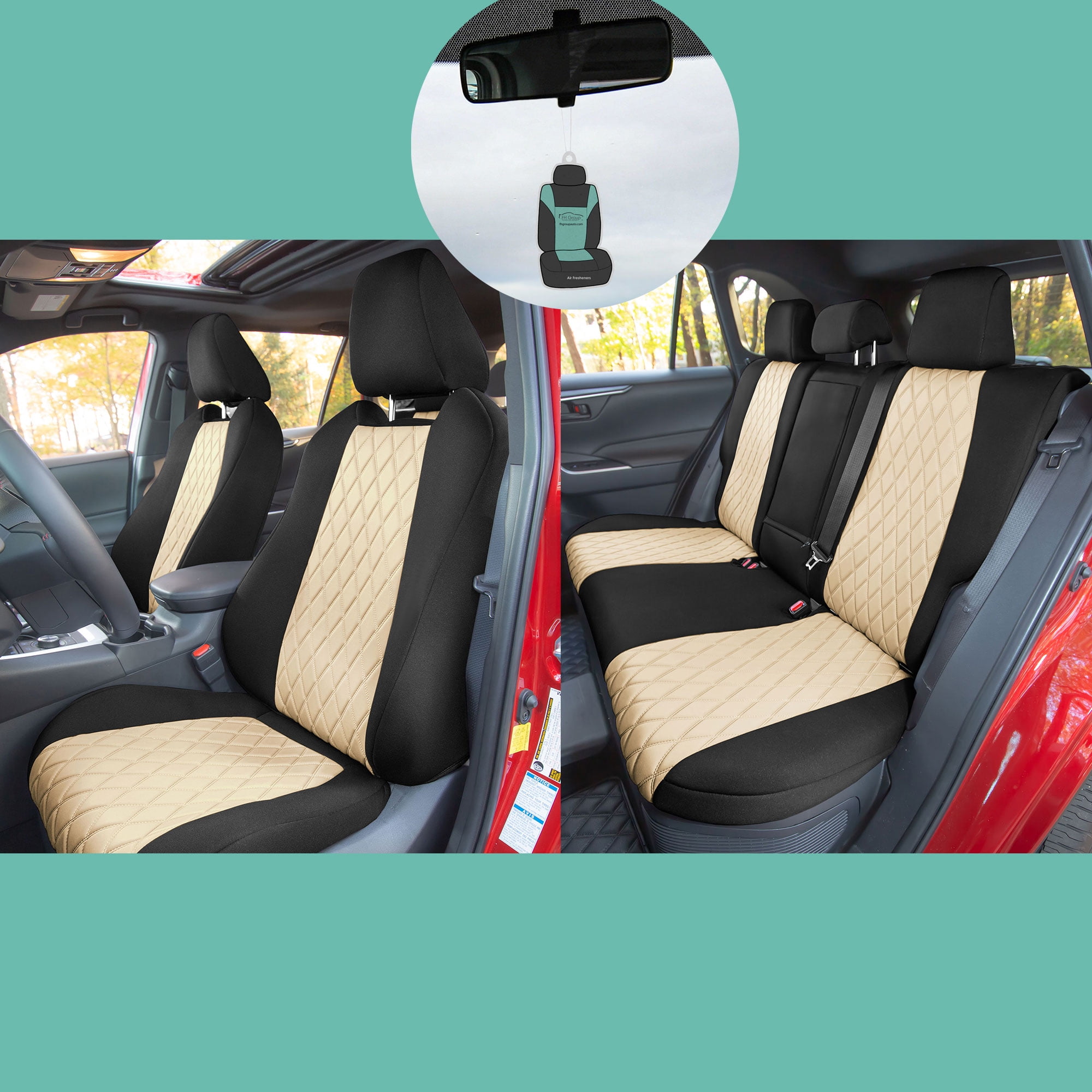 for Custom 2021-2024 Toyota Blue Neoprene Hybrid, Cover FH Rav Cover Set Group Fit Full Air Seat Car Seat with Freshener