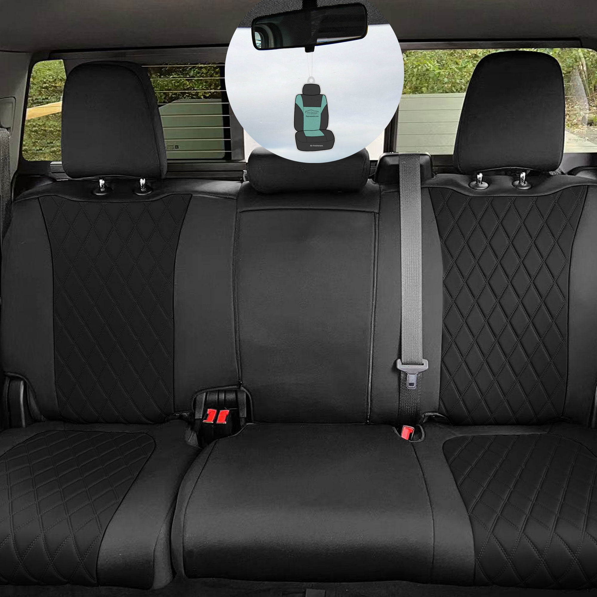 FH Group Custom Fit Truck Car Seat Cover for 2019 2023 GMC Sierra 1500 2500HD 3500HD SLT AT4 Denali Black Rear Set Neoprene Seat Covers with Air