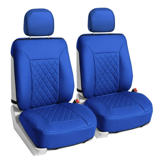 FH Group Deluxe Diamond Pattern Faux Leather Seat Cushions for Car Truck SUV Van - Blue Front Seats