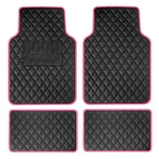 FH Group Deluxe Universal Fit Non-Slip Faux Leather Car Floor Mats Pink - 4pc