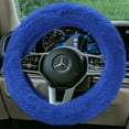 thumbnail image 1 of FH Group Doe16 Faux Fur Cozy Soft Fluffy Fuzzy Universal Fit Plush Steering Wheel Cover for Car, SUV, Van, Truck - Blue, 1 of 6