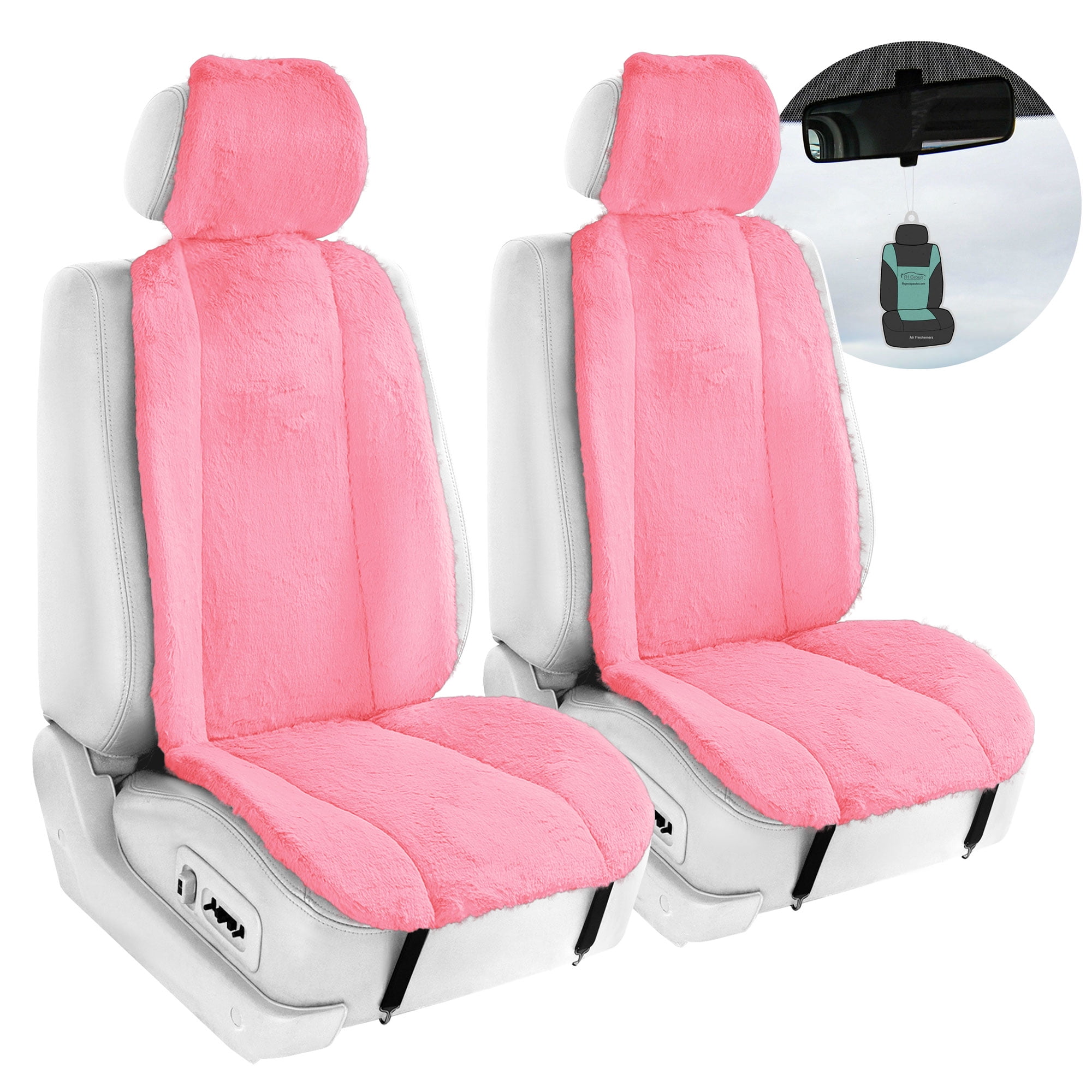 FH Group Gray Faux Fur Front Set Car Seat Cover with Air Freshener Walmart