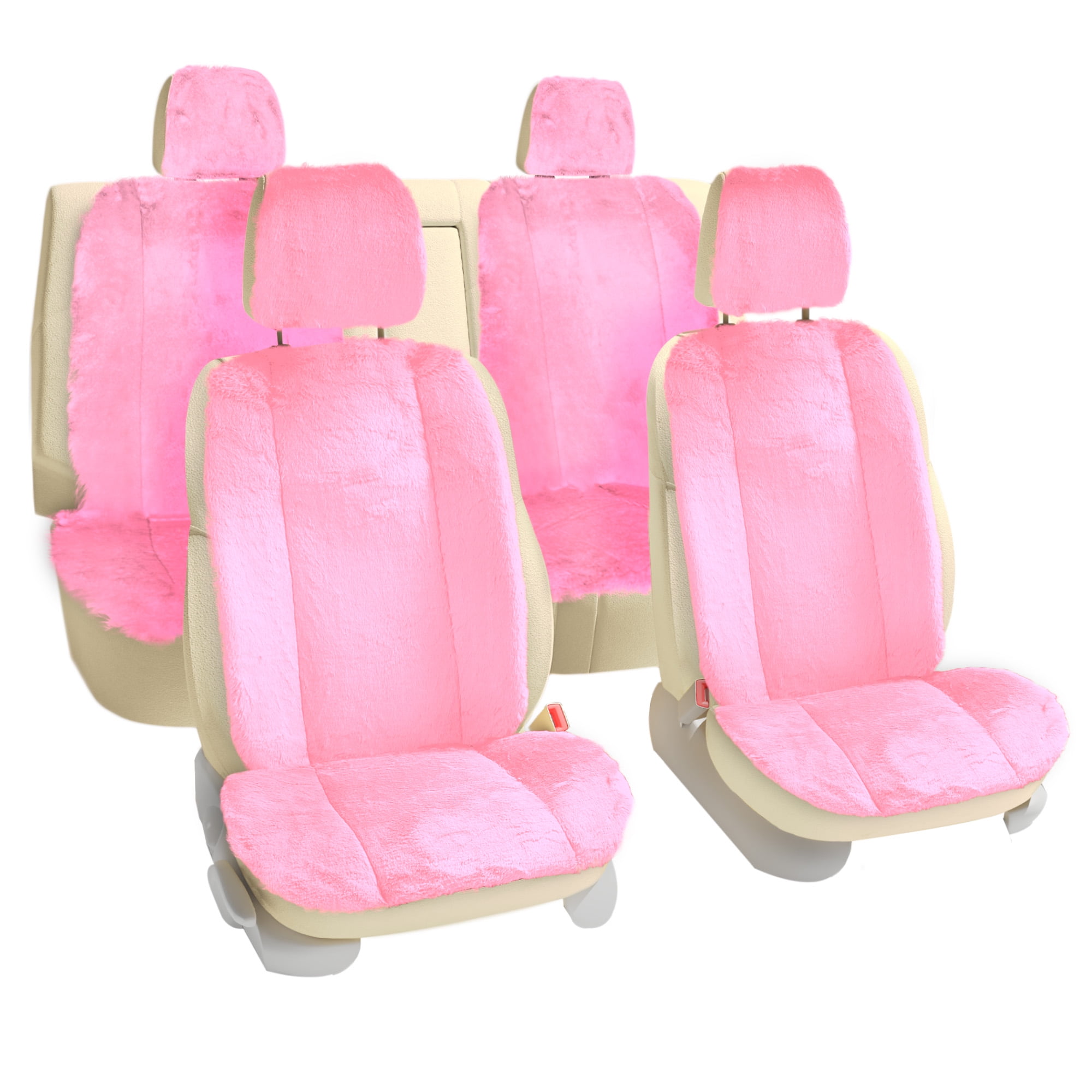 2pcs/set Front Row Rose-color Plush Car Seat Cushion