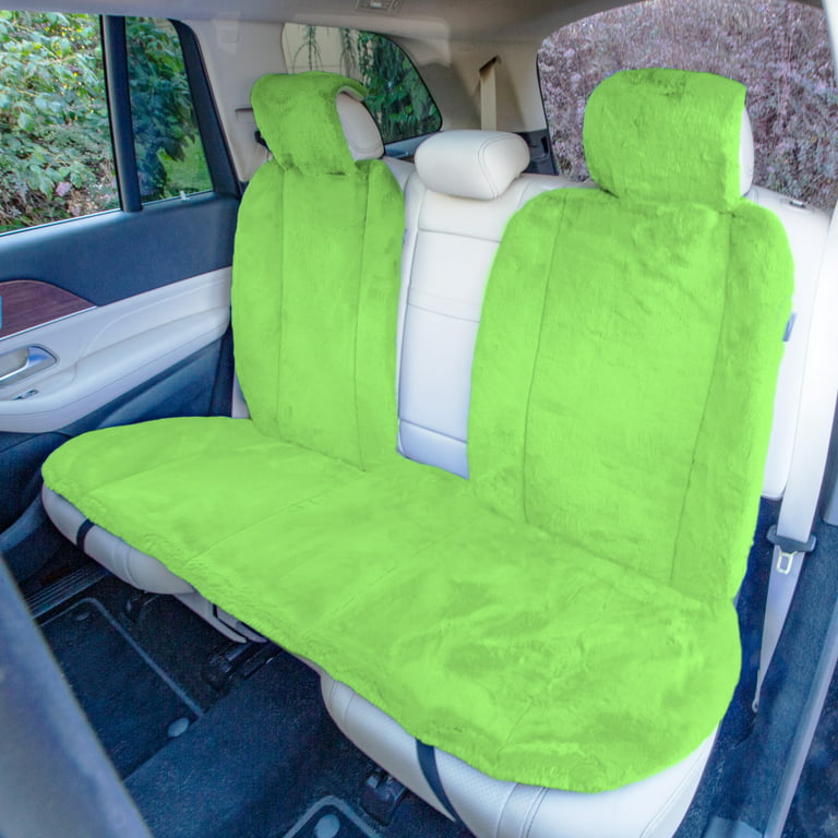 Doe16 Faux Rabbit Fur Car Seat Cushions - Front Set Gray