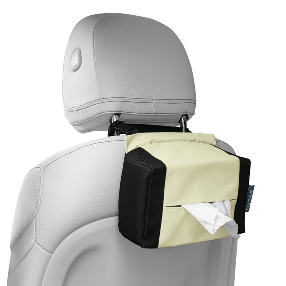 FH Group E-Z Travel™ Tissue Dispenser For Car Truck SUV Van, Back Seat Tissue Holder, Convenient and Practical Car Accessory, Easy to Install and Refill Beige FH1133BEIGE