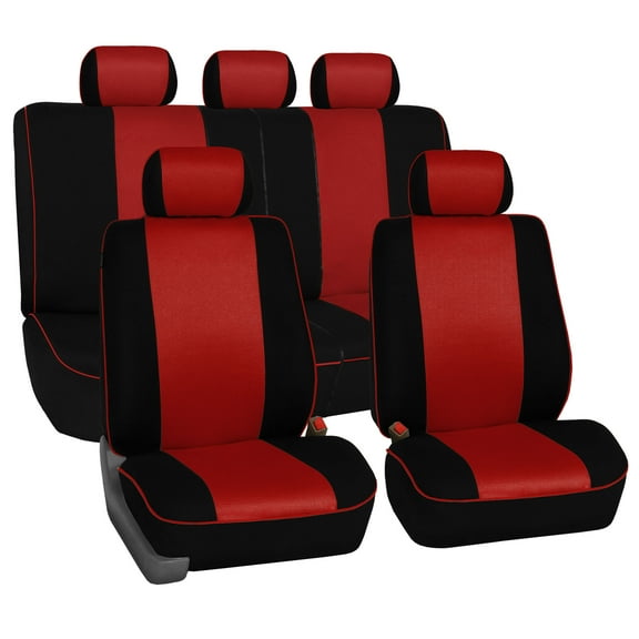 FH Group Edgy Piping Padded Car Seat Covers Fit For Car Truck SUV Van - Full Set